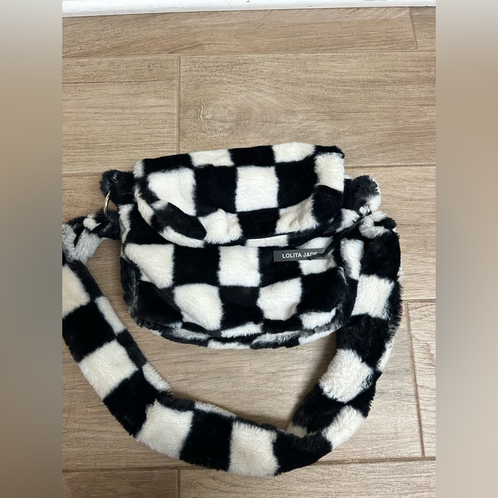 NWT Lolita Jane Black and White Checkered Messenger Women's Bag